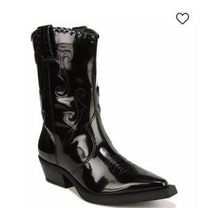 NWOB Franco Sarto Lance 2 Cowboy Western Boot in black patent